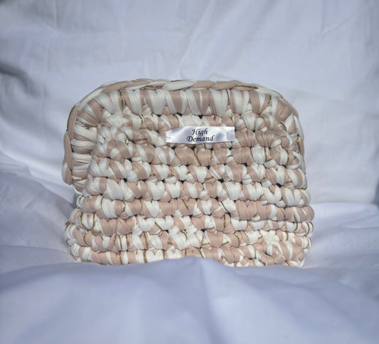 White, Beige and Gold California Clutch Bag
