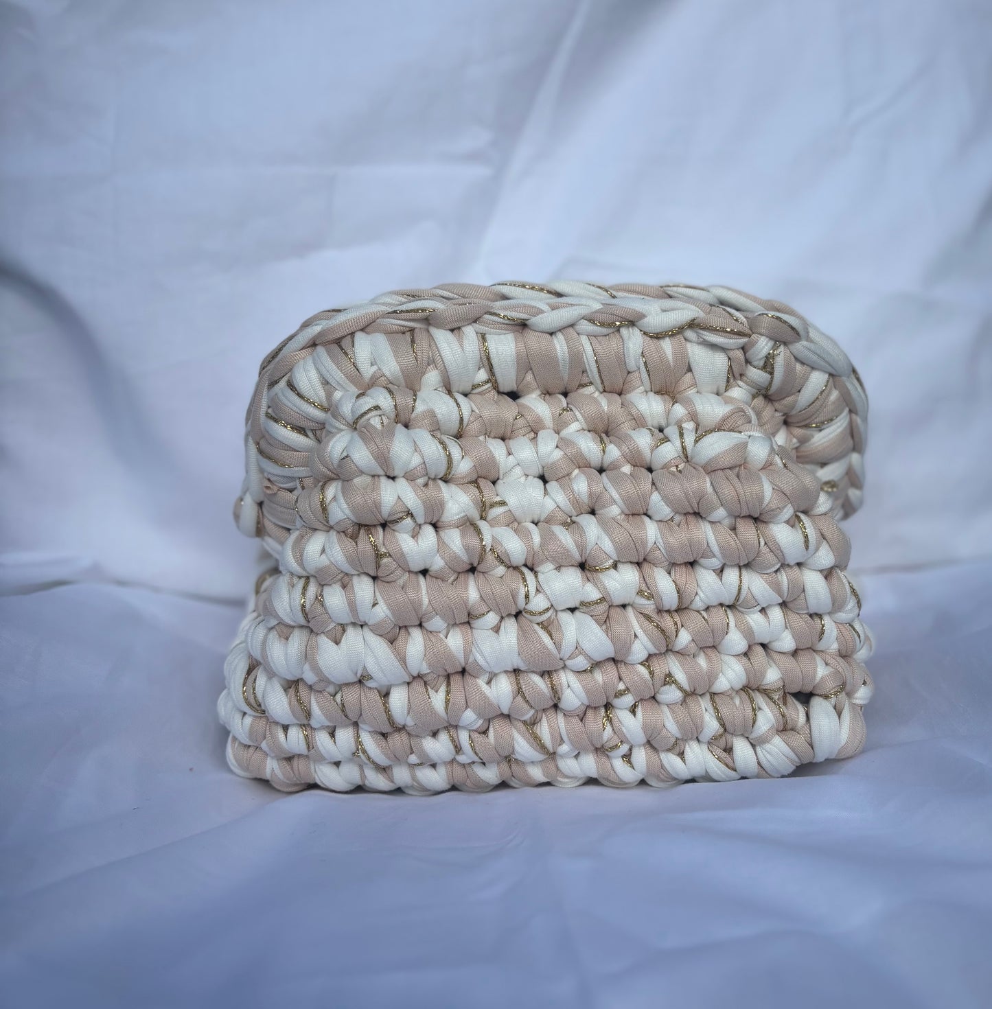 White, Beige and Gold California Clutch Bag