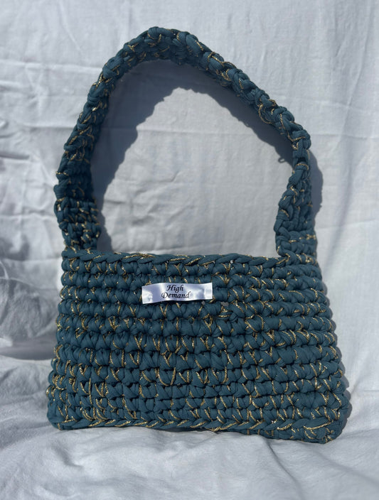 Denim Style Blue and Gold Milan Bag