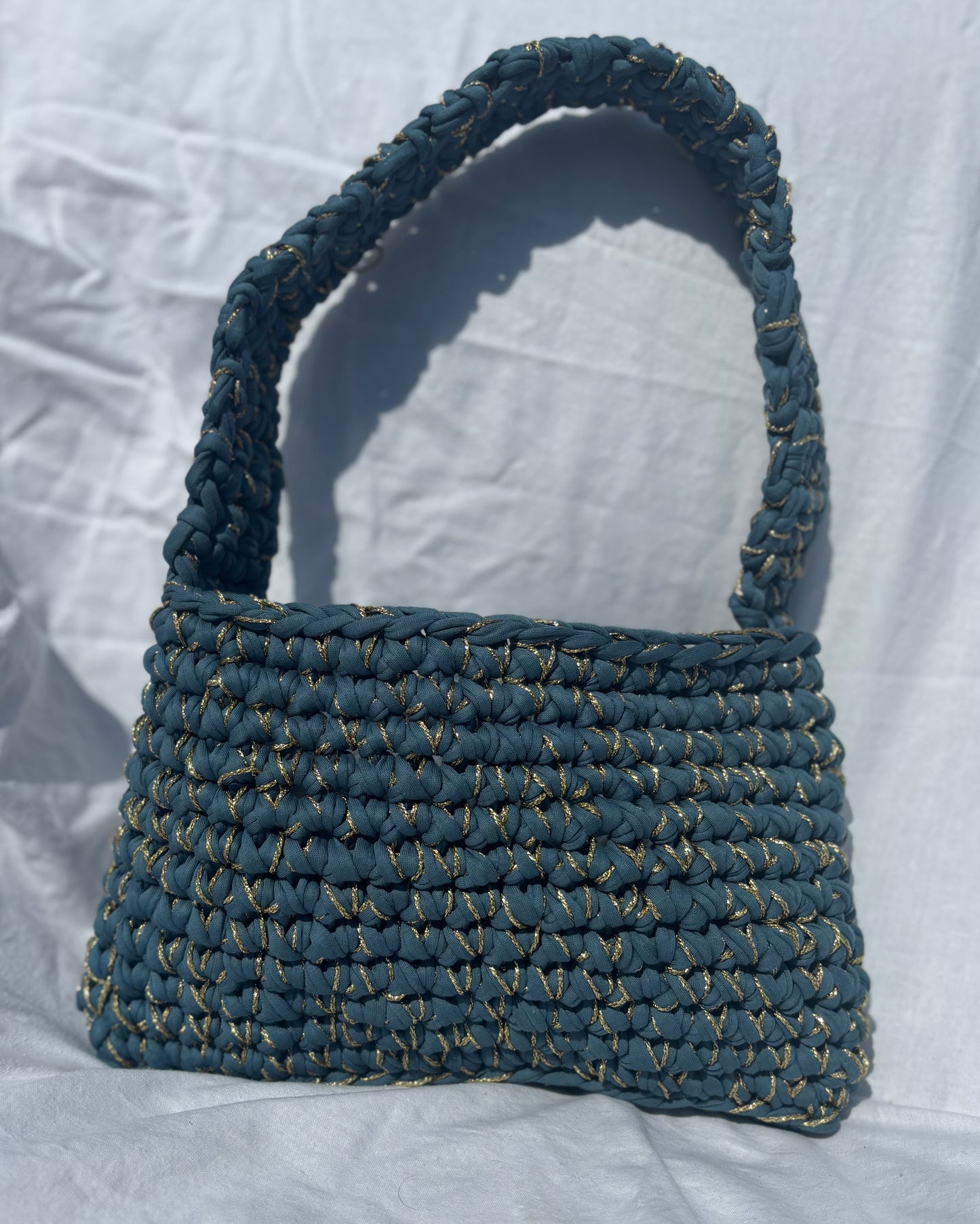 Denim Style Blue and Gold Milan Bag
