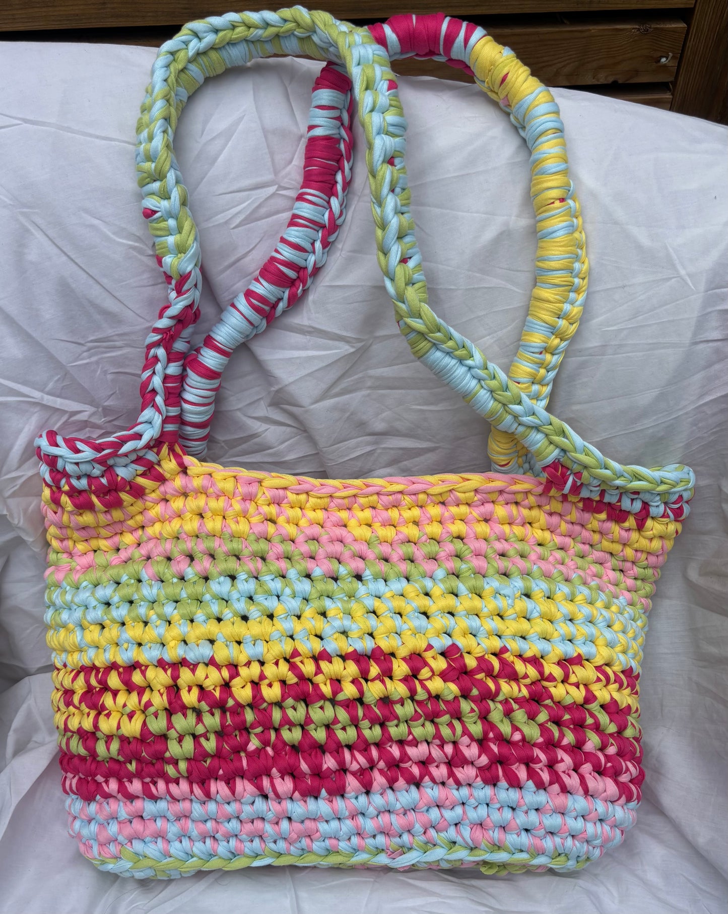Bright multicolour Santorini tote bag
